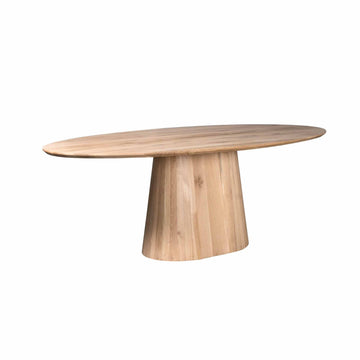 Dining Table – Natural Finish, Oak Wood Material, Oval Design – Riga | Starfurn