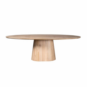Dining Table – Natural Finish, Oak Wood Material, Oval Design – Riga | Starfurn