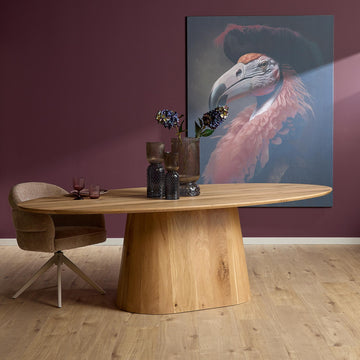 Dining Table - Natural Oak, Oval Top, Modern Legs, Self-Assembly - Riga | Starfurn