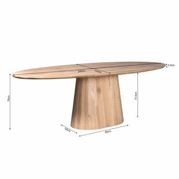 Esszimmertisch - Eichenholz Natur, Oval Form, Stabiles Gestell, 240 cm – Riga | Starfurn