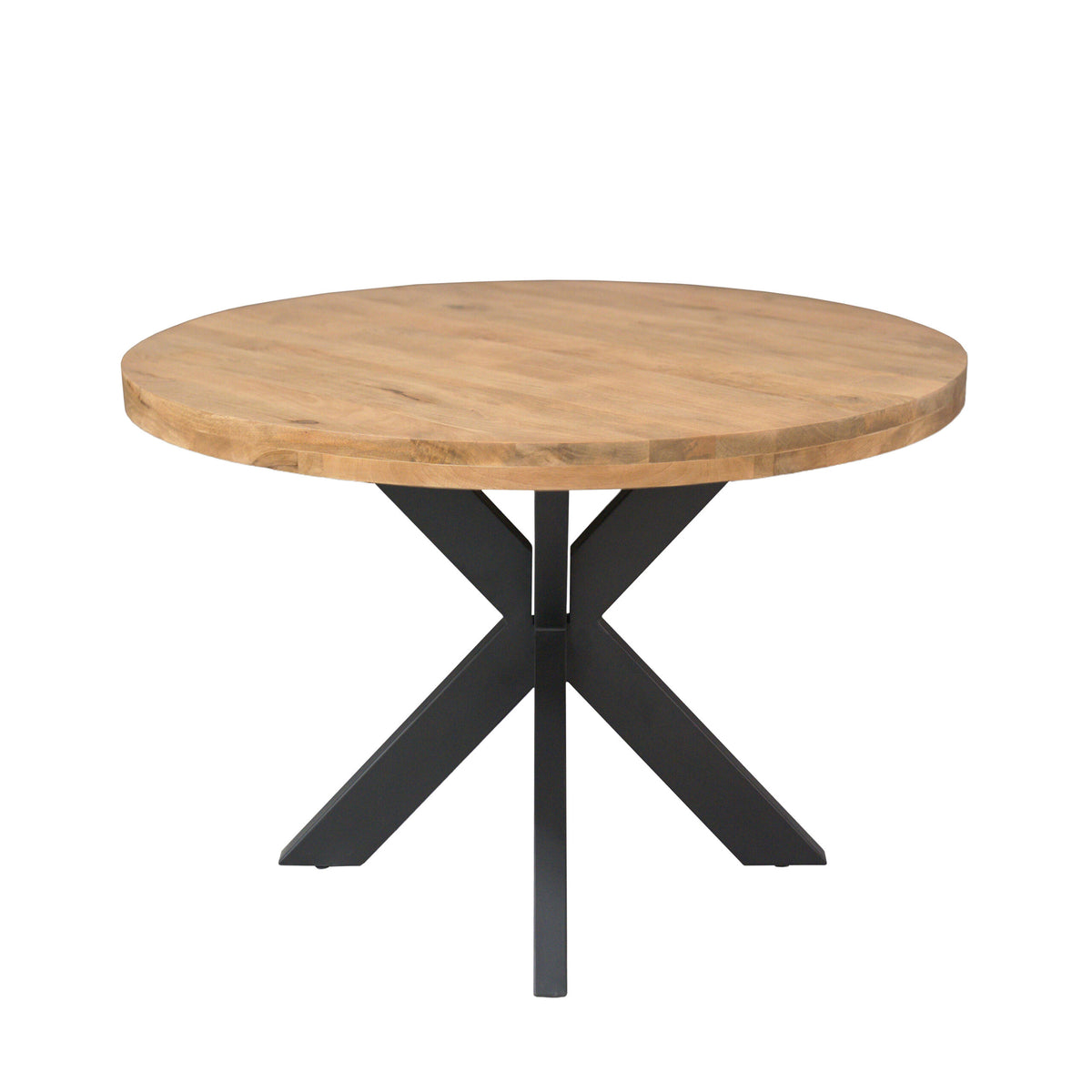 Dining Table - Solid Mango Wood, Black Metal, Round Shape - Dakota | Starfurn