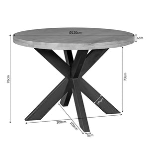 Esszimmertisch – Helles Mangoholz, Schwarzes Metall, Runde Form – Dakota | Starfurn