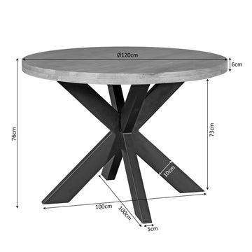 Esszimmertisch – Helles Mangoholz, Schwarzes Metall, Runde Form – Dakota | Starfurn