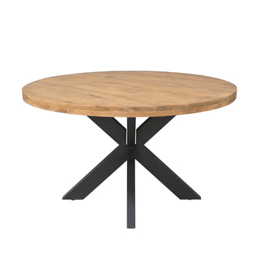 Dining Table – Light Mango Wood, Black Metal, Round Shape – Dakota | Starfurn