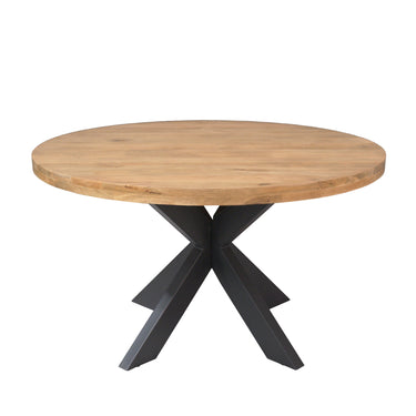 Dining Table – Light Mango Wood, Black Metal, Round Shape – Dakota | Starfurn