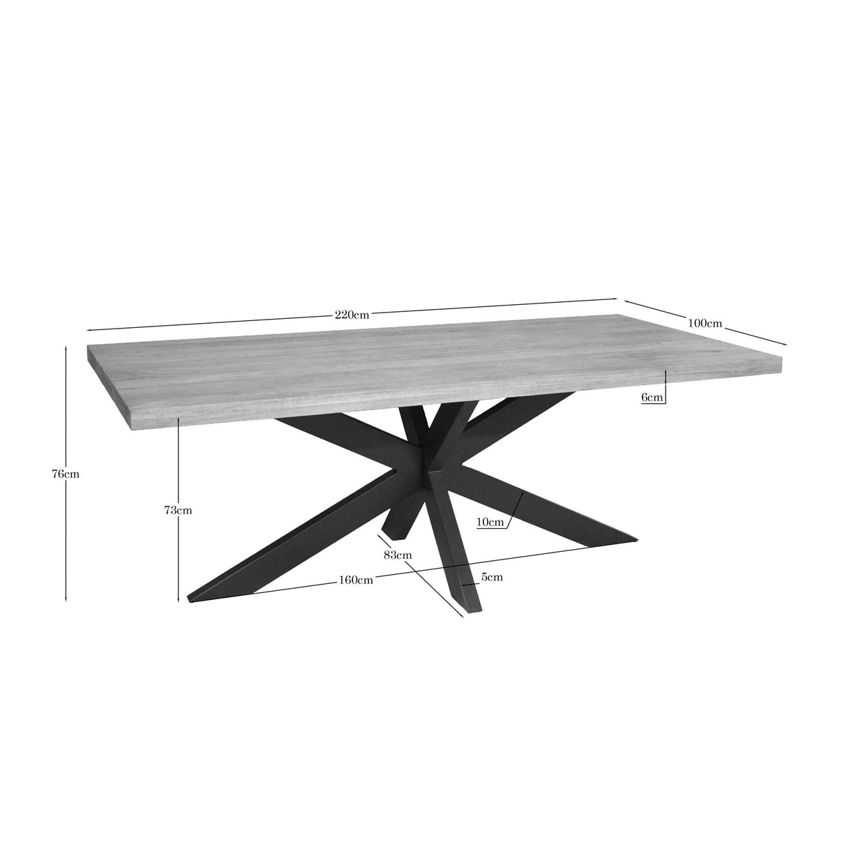 Esszimmertisch – Mangoholz, Naturfinish, Matrixgestell – Dakota | Starfurn
