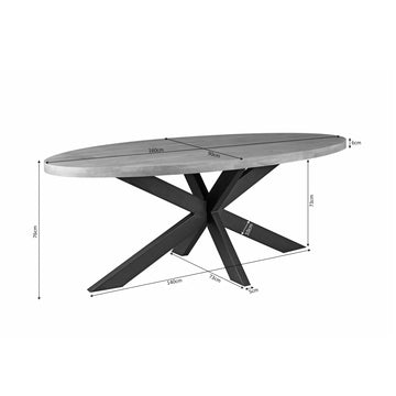 Esszimmertisch – Ovales Design, Naturfarbe, Mangoholz – Dakota | Starfurn