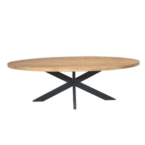Dining Table – Mango Wood Tabletop, Metal Frame, Oval Shape – Dakota | Starfurn
