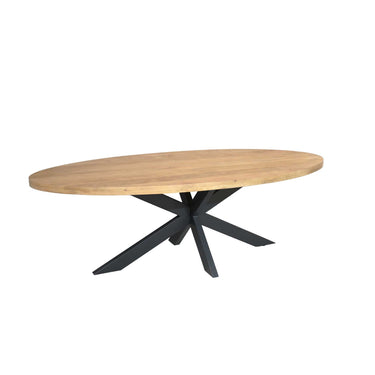 Dining Table – Mango Wood Tabletop, Metal Frame, Oval Shape – Dakota | Starfurn