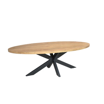Esszimmertisch – Mangoholz Tischplatte, Metallgestell, Ovale Form – Dakota | Starfurn