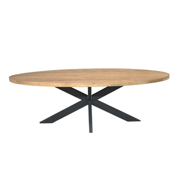 Esszimmertisch – Mangoholzplatte, Matrixgestell, Ovale Form – Dakota | Starfurn