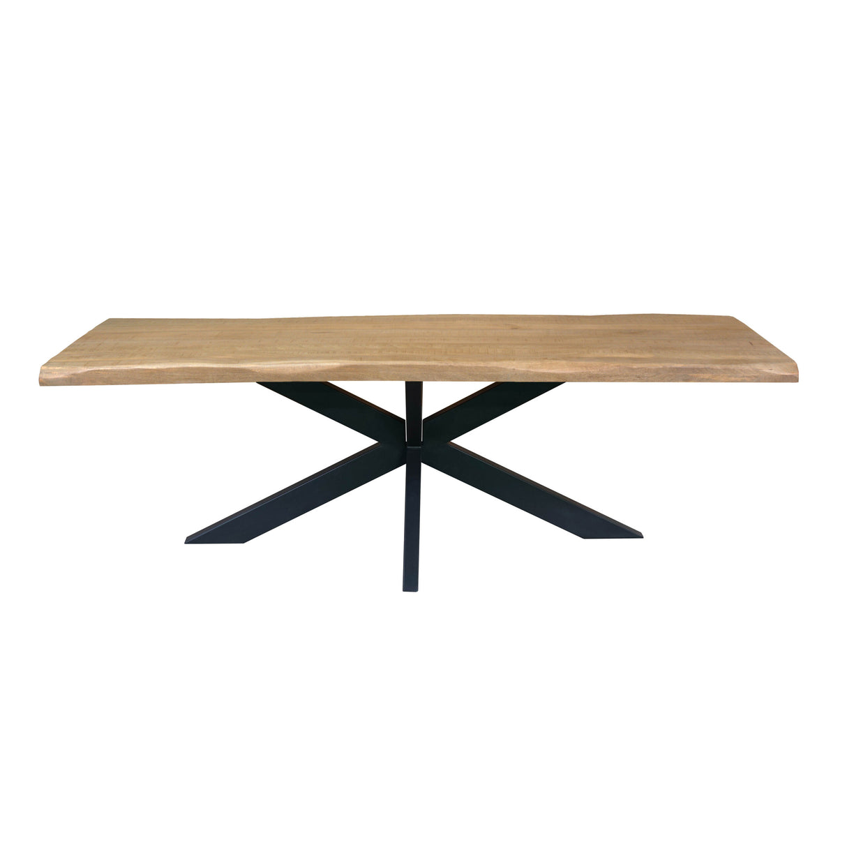 Dining Table – Live Edge Design, Metal Matrix Base, Natural Wood Look – Dakota | Starfurn