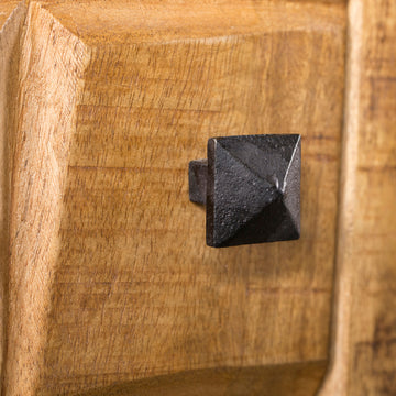 TV-Möbel - Mangoholz Gestreift, Blockmuster, Metallbeine, 220 cm – Brandy | Starfurn