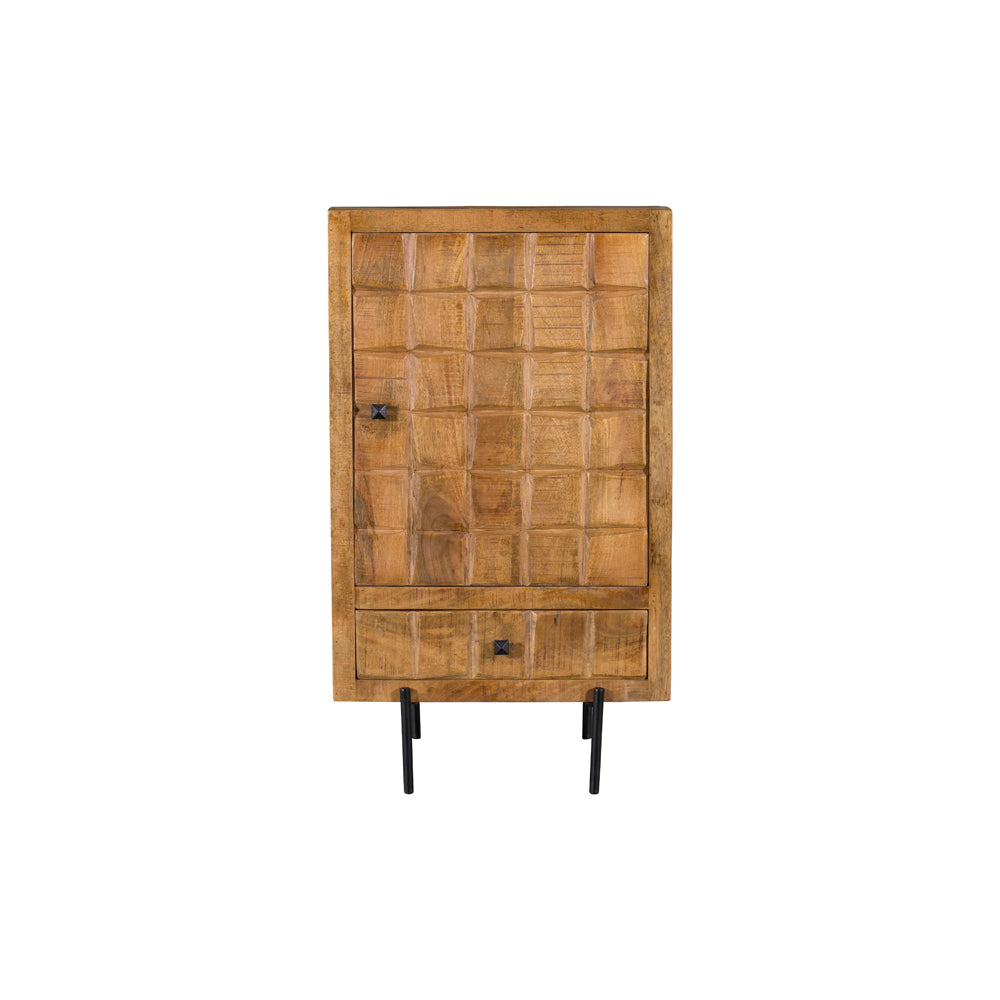 Sideboard – Mango wood, wooden slat design in block pattern, metal legs – Brandy | Starfurn