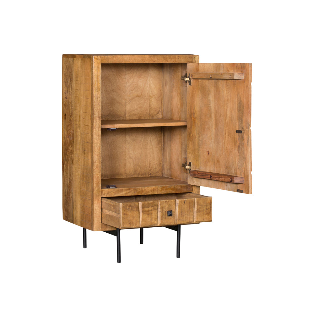 Sideboard – Mango wood, wooden slat design in block pattern, metal legs – Brandy | Starfurn