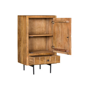 Sideboard – Mango wood, wooden slat design in block pattern, metal legs – Brandy | Starfurn