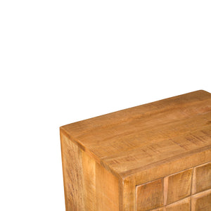 Sideboard – Mango wood, wooden slat design in block pattern, metal legs – Brandy | Starfurn