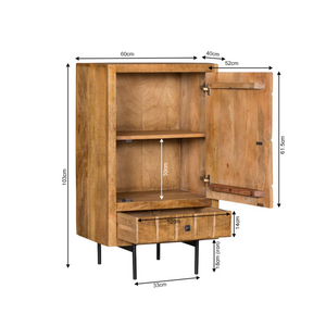 Sideboard – Mango wood, wooden slat design in block pattern, metal legs – Brandy | Starfurn