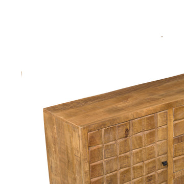Sideboard - Mangoholz Gestreift, Blockmuster Design, Metallbeine, 160 cm – Brandy | Starfurn