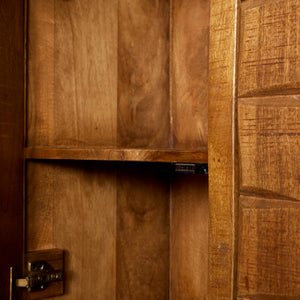 Cabinet – Mango wood, metal frame, block pattern – Brandy | Starfurn