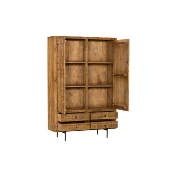 Aufbewahrungsschrank – Mangoholz Material, Metallrahmen Design, Mattes Finish - Brandy | Starfurn