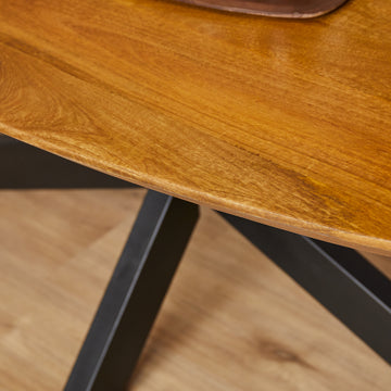 Esszimmertisch - Mangoholz massiv, Ovale Form, Matrix Gestell, 160 cm – Brandy | Starfurn