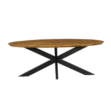 Esszimmertisch - Mangoholz massiv, Ovale Form, Matrix Gestell, 160 cm – Brandy | Starfurn