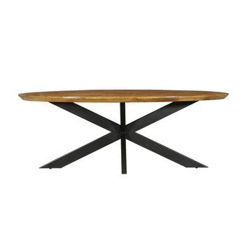 Esszimmertisch - Mangoholz massiv, Ovale Form, Matrix Gestell, 160 cm – Brandy | Starfurn