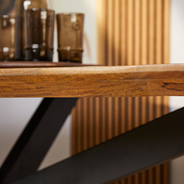 Esszimmertisch - Mangoholz massiv, Ovale Form, Matrix Gestell, 240 cm – Brandy | Starfurn