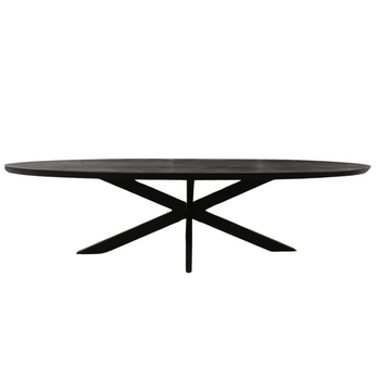 Esszimmertisch - Mangoholz Schwarz, Ovale Form, Matrix Gestell, 300 cm – Brandy | Starfurn