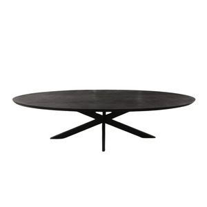 Esszimmertisch - Mangoholz Schwarz, Ovale Form, Matrix Gestell, 300 cm – Brandy | Starfurn