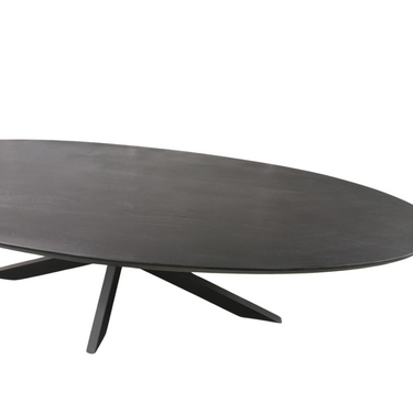 Esszimmertisch - Mangoholz Schwarz, Ovale Form, Matrix Gestell, 300 cm – Brandy | Starfurn