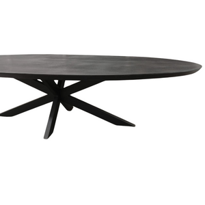 Esszimmertisch - Mangoholz Schwarz, Ovale Form, Matrix Gestell, 300 cm – Brandy | Starfurn