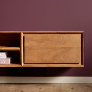 Floating TV Unit - Mango Wood, Handleless, Natural Color - Ambiance | Starfurn
