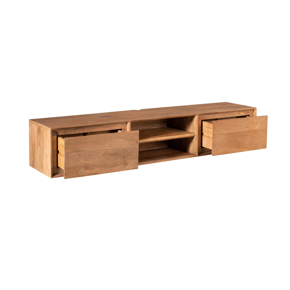 Floating TV Unit - Mango Wood, Handleless, Natural Color - Ambiance | Starfurn