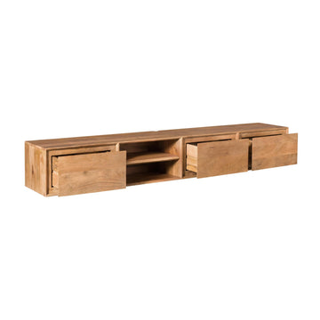 TV-Möbel - Mangoholz Natur, Grifflose Schubladen, Schwebendes Design, 200 cm – Ambiance | Starfurn