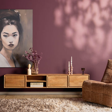 TV-Möbel - Mangoholz Natur, Grifflose Schubladen, Schwebendes Design, 200 cm – Ambiance | Starfurn