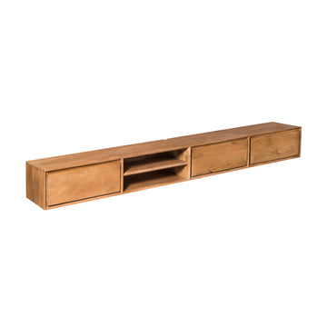 TV-Möbel - Mangoholz Natur, Grifflose Schubladen, Schwebendes Design, 240 cm – Ambiance | Starfurn
