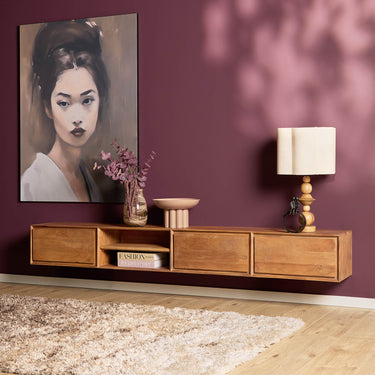 Floating TV Unit – Mango Wood, Handleless, Natural Colour – Ambiance | Starfurn