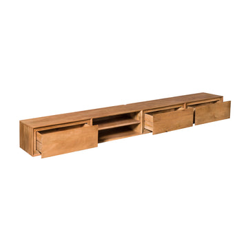 TV-Möbel - Mangoholz Natur, Grifflose Schubladen, Schwebendes Design, 280 cm – Ambiance | Starfurn