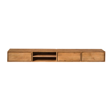TV-Möbel - Mangoholz Natur, Grifflose Schubladen, Schwebendes Design, 280 cm – Ambiance | Starfurn
