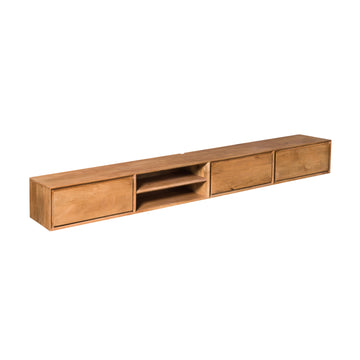 TV-Möbel - Mangoholz Natur, Grifflose Schubladen, Schwebendes Design, 280 cm – Ambiance | Starfurn