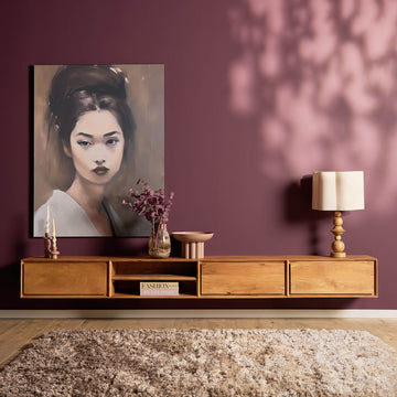 TV-Möbel - Mangoholz Natur, Grifflose Schubladen, Schwebendes Design, 280 cm – Ambiance | Starfurn