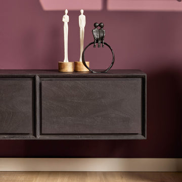 TV-Möbel - Mangoholz Schwarz, Grifflose Lade, Schwebendes Design, 120 cm – Ambiance | Starfurn