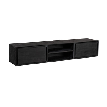 TV-Möbel - Mangoholz Schwarz, Grifflose Schubladen, Schwebendes Design, 160 cm – Ambiance | Starfurn
