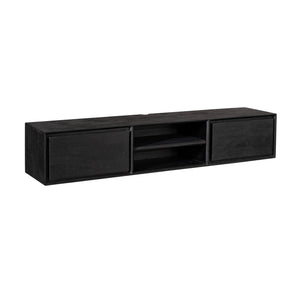 TV-Möbel - Mangoholz Schwarz, Grifflose Schubladen, Schwebendes Design, 160 cm – Ambiance | Starfurn