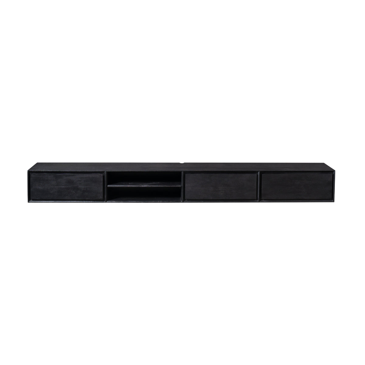 Floating TV Unit – Mango Wood, Black Finish, Handleless – Ambiance | Starfurn
