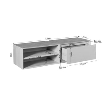 TV-Möbel - Mangoholz Braun, Grifflose Lade, Schwebendes Design, 120 cm – Ambiance | Starfurn