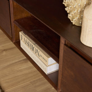 TV-Möbel - Mangoholz Braun, Grifflose Lade, Schwebendes Design, 120 cm – Ambiance | Starfurn