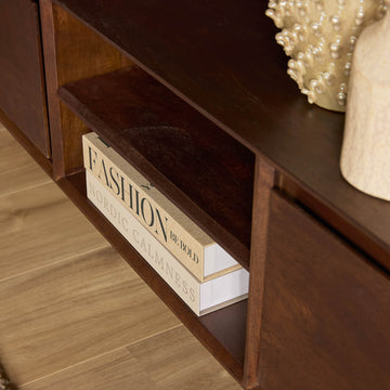 TV-Möbel - Mangoholz Braun, Grifflose Schubladen, Schwebendes Design, 160 cm – Ambiance | Starfurn
